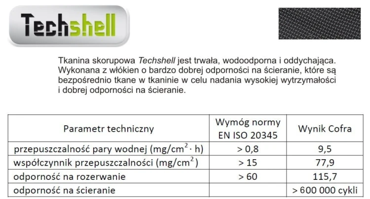 Cholewka z Techshell w butach Cofra Aerobic ESD S3S SC FO SR