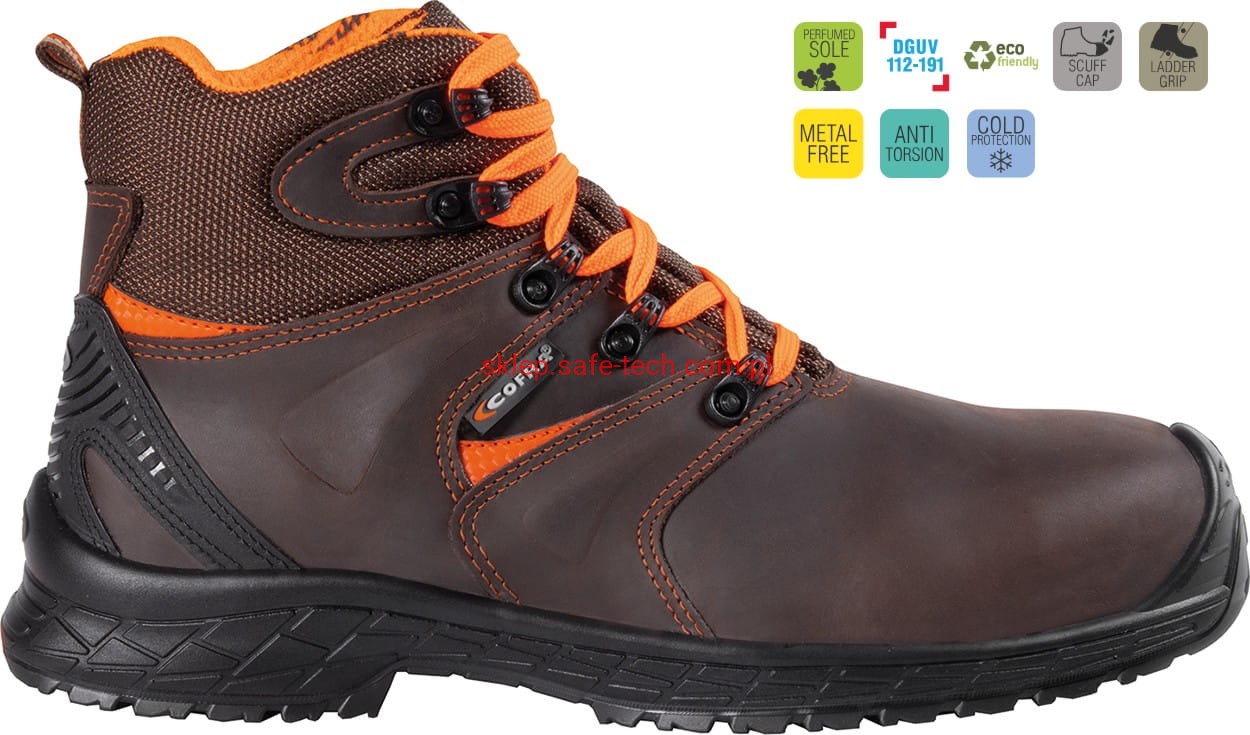 Buty robocze z podnoskiem Cofra Siret S3S CI LG SC FO SR (widok z piktogramami)
