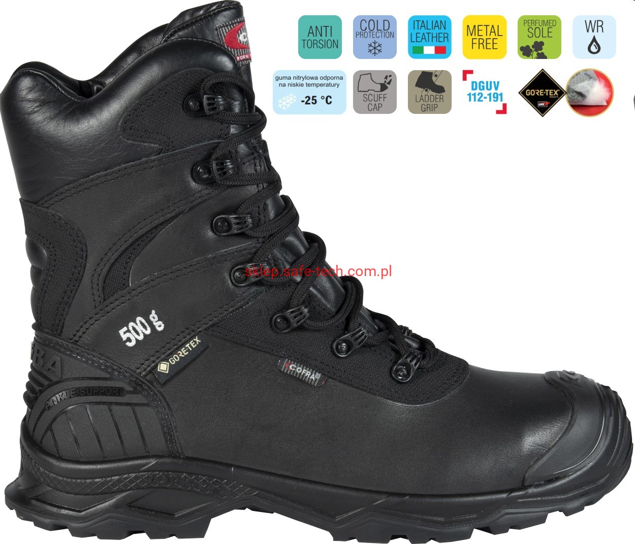 Buty robocze z podnoskiem Cofra Frejus S7S CI HRO LG SC FO SR (widok z piktogramami)