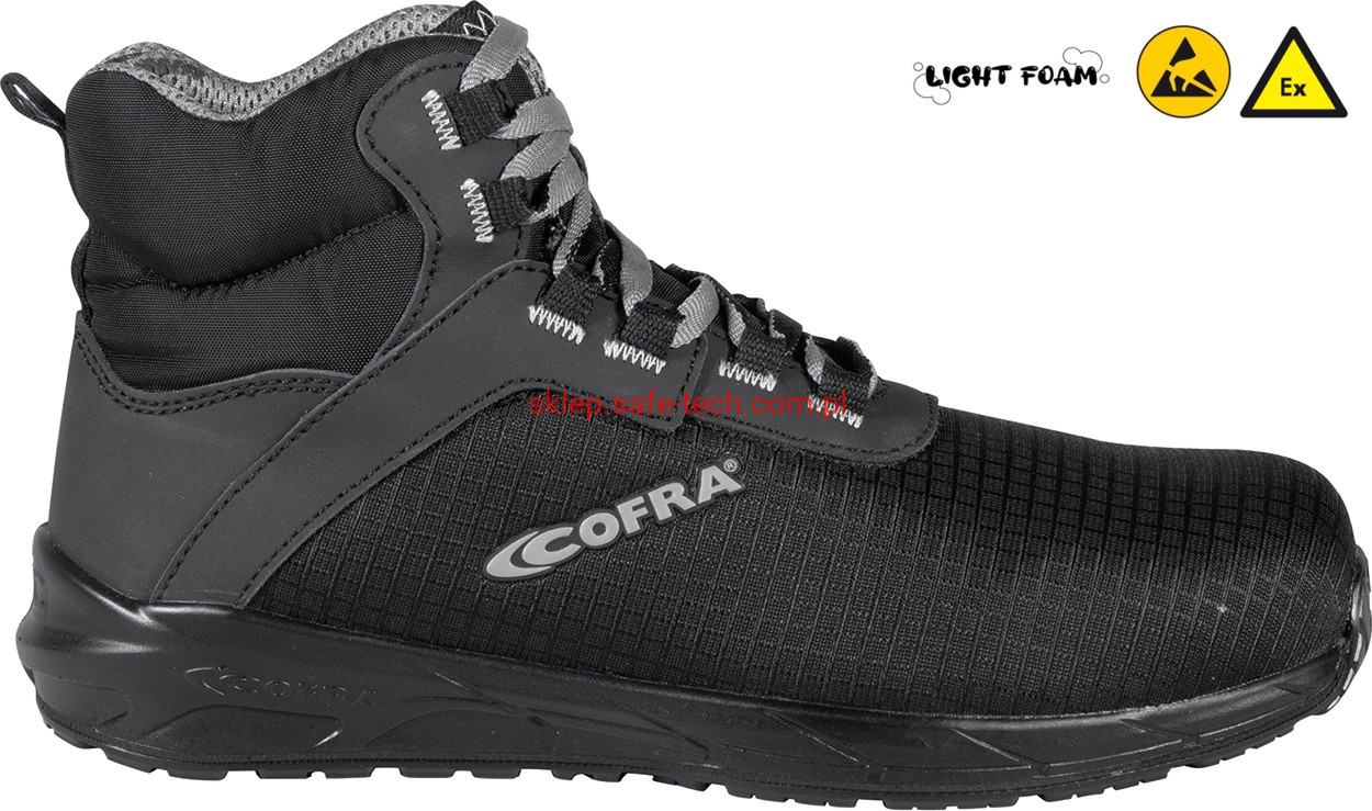 Buty robocze z podnoskiem Cofra Durability ESD S3S FO SR (widok z piktogramami)
