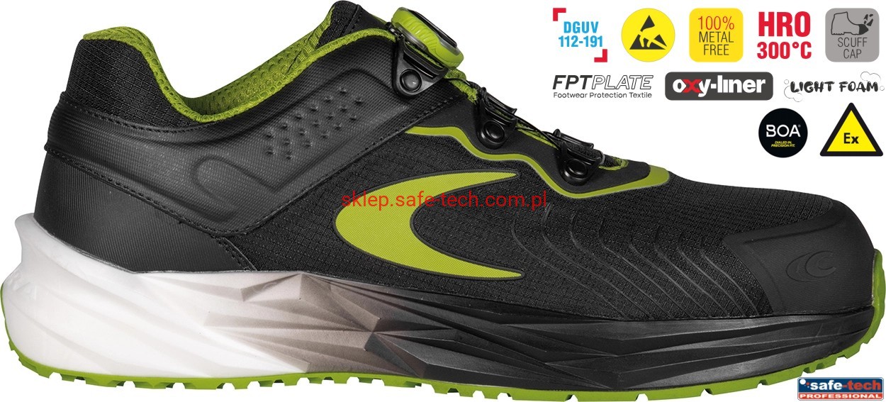 Buty robocze z podnoskiem Cofra Extreme ESD S3S HRO SC FO SR (widok z piktogramami)