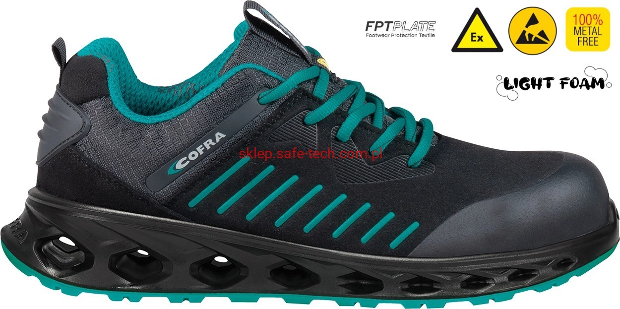 Buty robocze z podnoskiem Cofra Fix ESD S3S FO SR (widok z piktogramami)