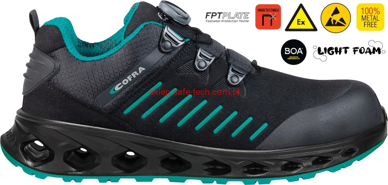 Buty robocze z podnoskiem Cofra Rumbe ESD S3S FO SR (widok z piktogramami)