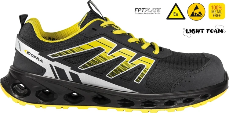 Buty robocze z podnoskiem Cofra Cushioning ESD S3S FO SR (widok z piktogramami)
