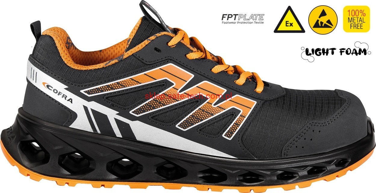 Buty robocze z podnoskiem Cofra Footing ESD S3S FO SR (widok z piktogramami)