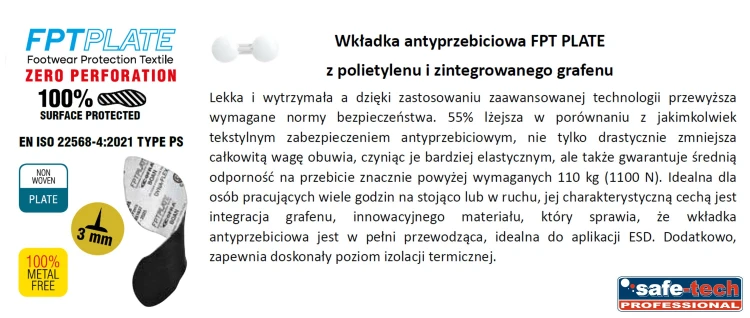 Wkładka antyprzebiciowa FPT PLATE do butów roboczych Cofra VEHEMENCE ESD S3S FO SR