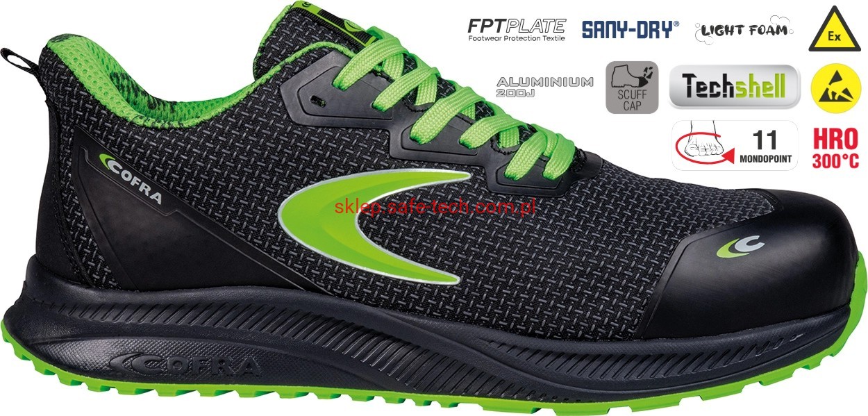 Buty robocze z podnoskiem Cofra Biogas ESD S3S HRO SC FO SR (widok z piktogramami)