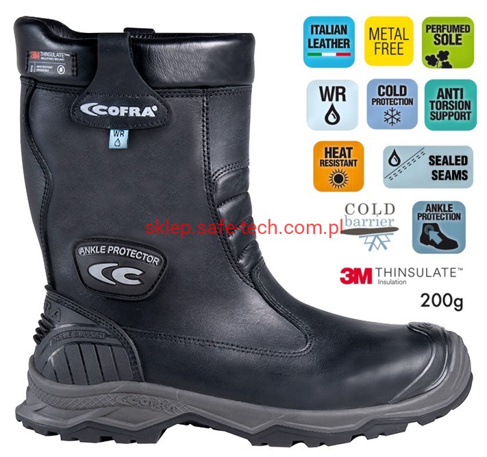 Buty robocze z podnoskiem Cofra Raxalpe S7S HI CI AN SC SR HRO FO LG (widok z piktogramami)