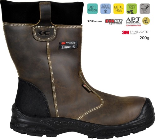 Buty robocze z podnoskiem Cofra Bratislav Black UK S3S SC CI FO SR  (widok z piktogramami)