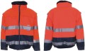 Kurtka zimowa komfortowa 2-kolorowa Hi-Viz (pomarańczowy-granatowy) front-back.JPG